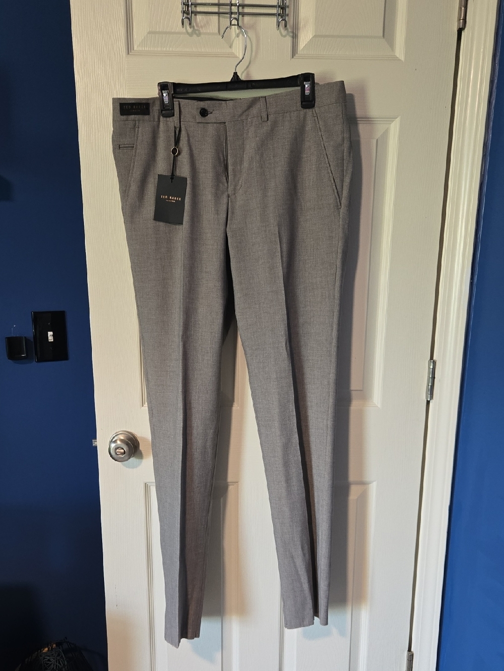 Ted Baker Light Gray Slim Dress Trousers (Unhemmed)